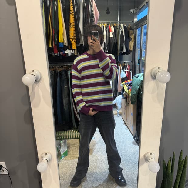 오베이 스트라이프 니트