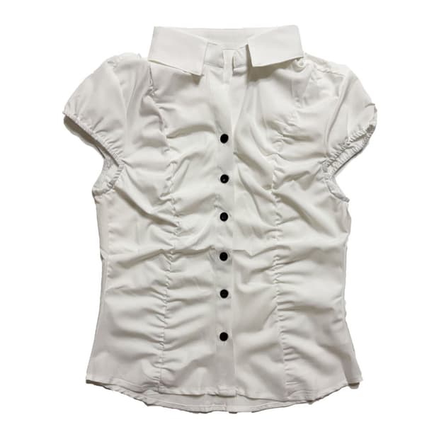 새상품 셔링 캡소매 블라우스