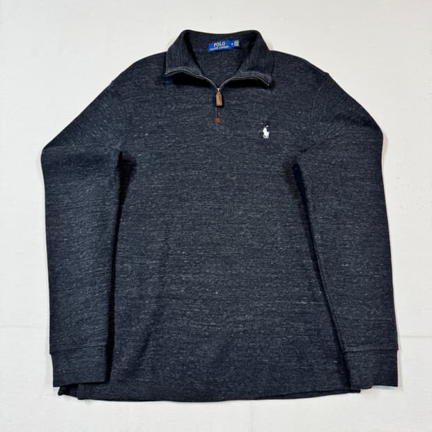 M) 폴로 랄프로렌 반집업 풀오버 코튼 니트 차콜 그레이