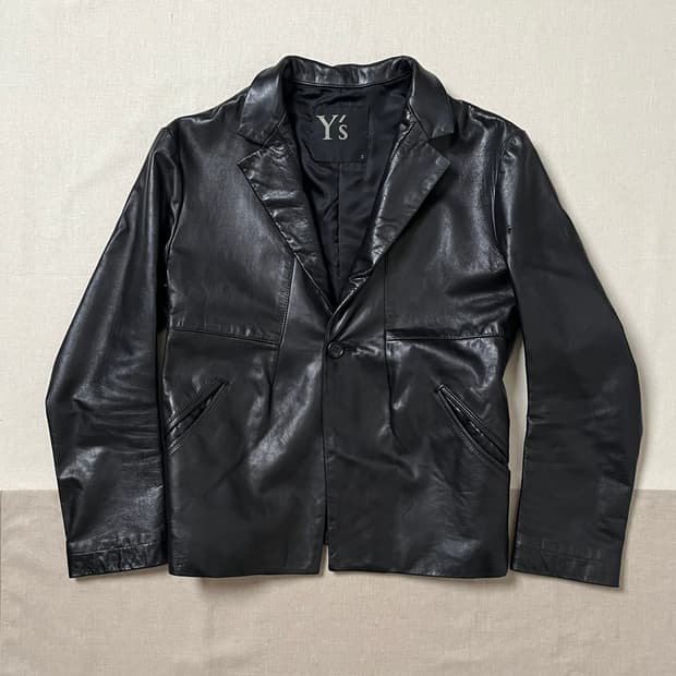 요지야마모토 큐어레더 테일러드자켓 yohji yamamoto