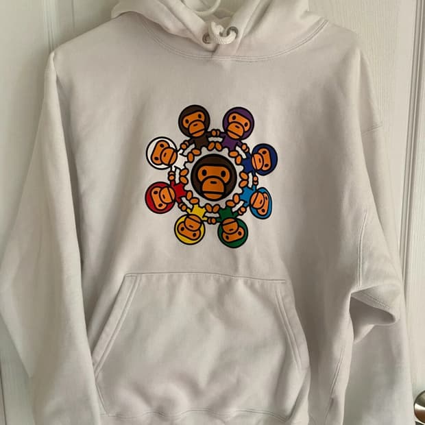 마일로 서클 풀오버 후드티 화이트