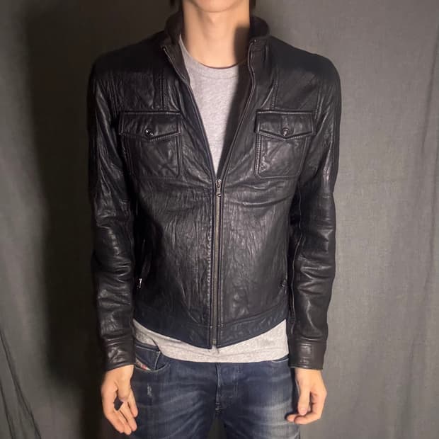 빈티지 블랙 양가죽 자켓