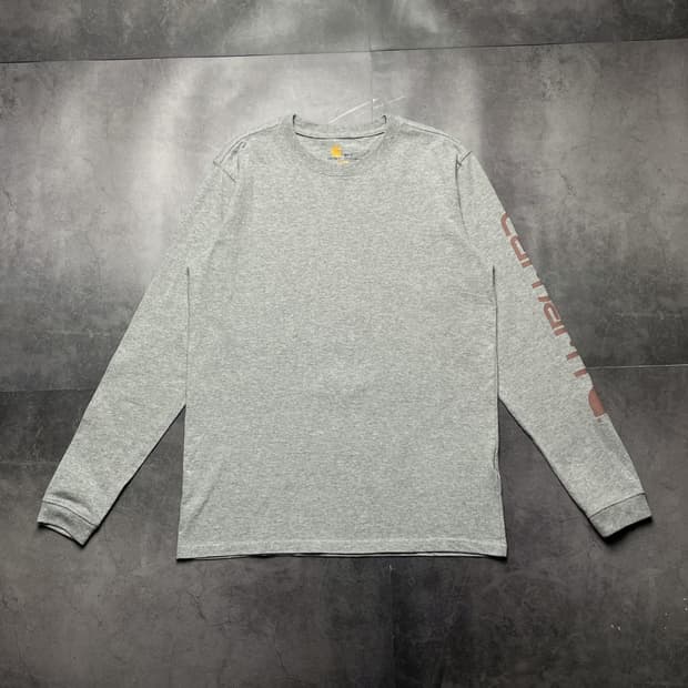 CARHARTT 칼하트 그레이 레터링 긴팔 티셔츠 A01391