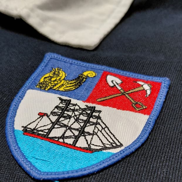 [XL] 캔터베리 오브 뉴질랜드 자수 패치 반팔 럭비 셔츠 (네이비)