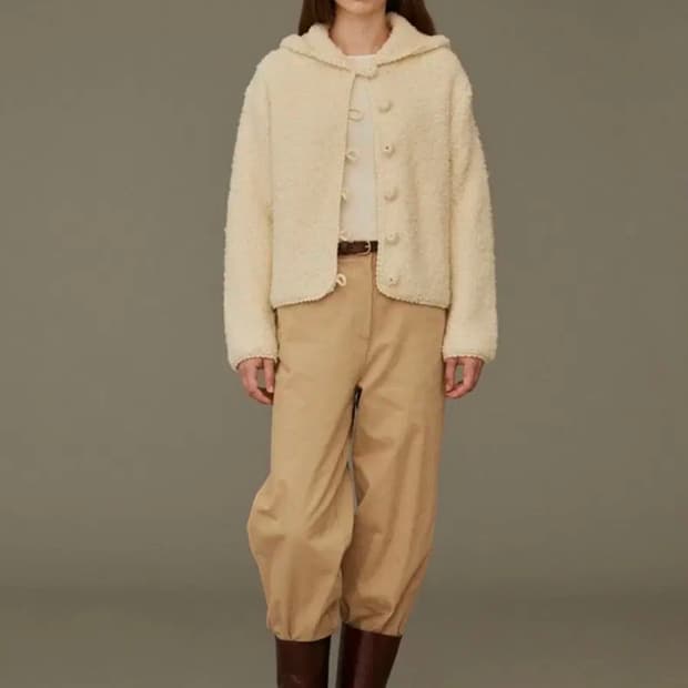 호와스 스노우 후드 가디건 크림