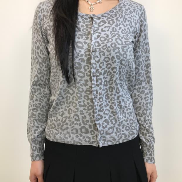 Gaminerie Leopard Pattern Knit Cardigan