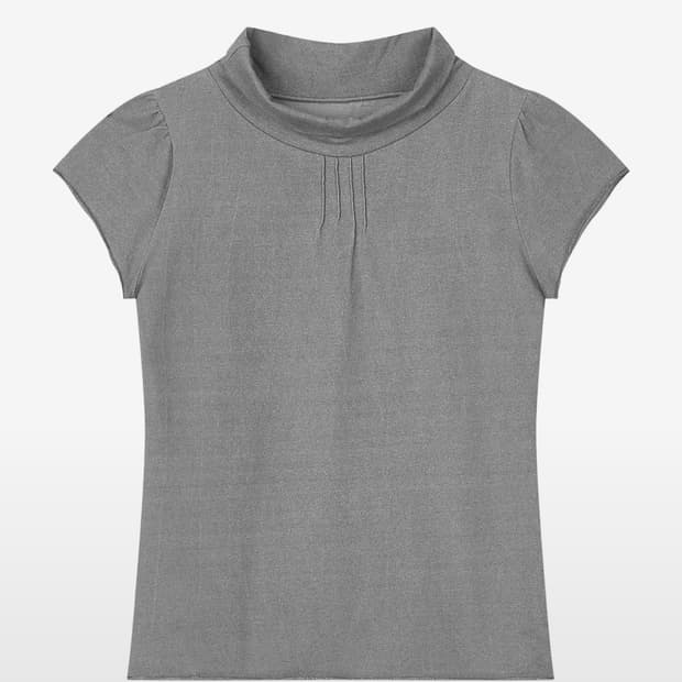 buttony half neck pintuck grey