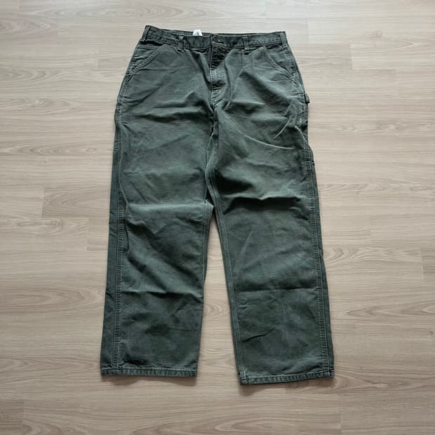 [38X32] 올드 칼하트 카펜터팬츠 모스그린
