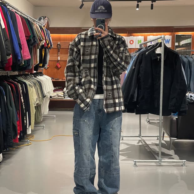 90s 아식스 패턴 플리스 자켓