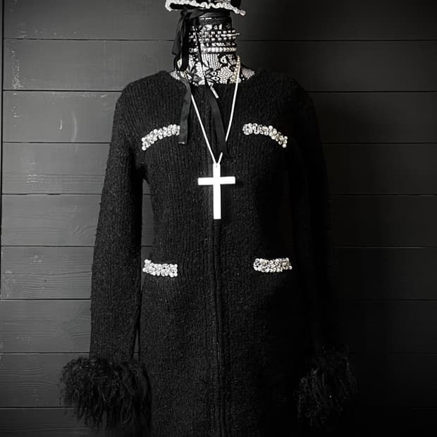 RADY 라디 큐빅 퍼 니트 블랙 가디건