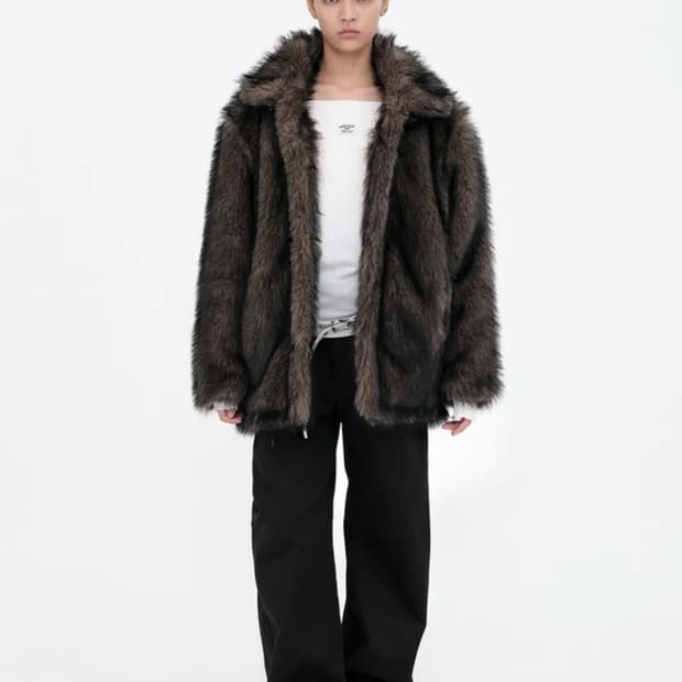 버클 롱 헤어 퍼자켓 s