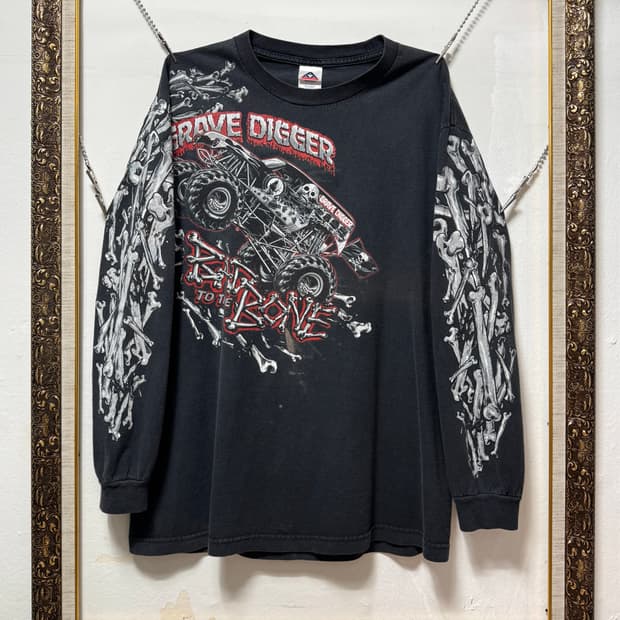 빈티지 00s Grave Digger 몬스터 트럭 레이싱 롱슬리브