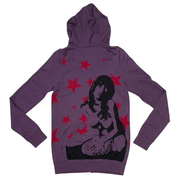 히스테릭 글래머 아카이브 히스걸과 무수한 별 실크 혼방 후드 집업 자켓