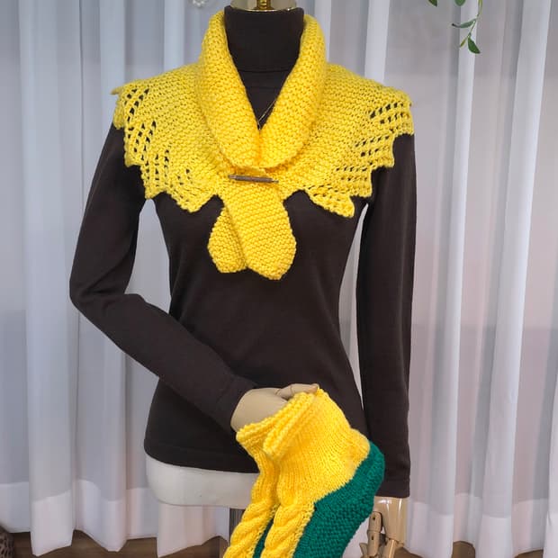 손뜨개 케이프+풋워머