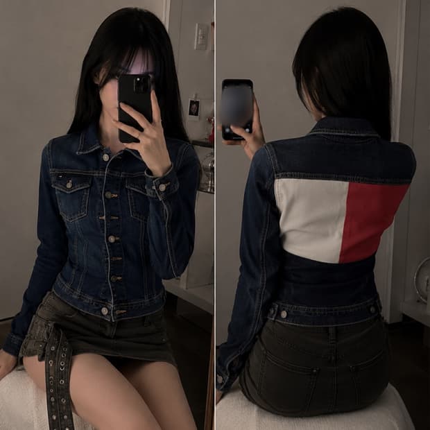 타미힐피거 슬림핏 데님 자켓