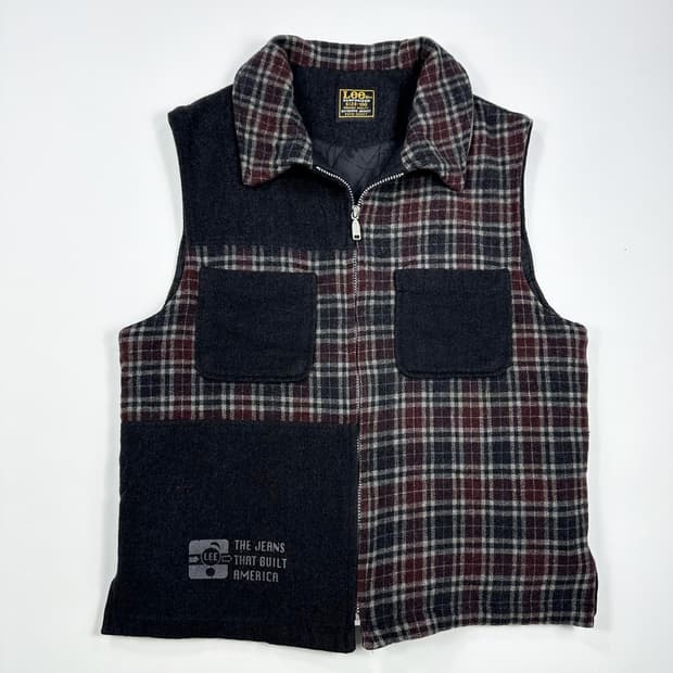 90s 쌍방울 LEE 리 클래식 체크패턴 플리스 베스트 L