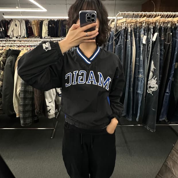 L)스타터 빈티지 올드스쿨 MAGIC 리버시블 브이넥 웜업