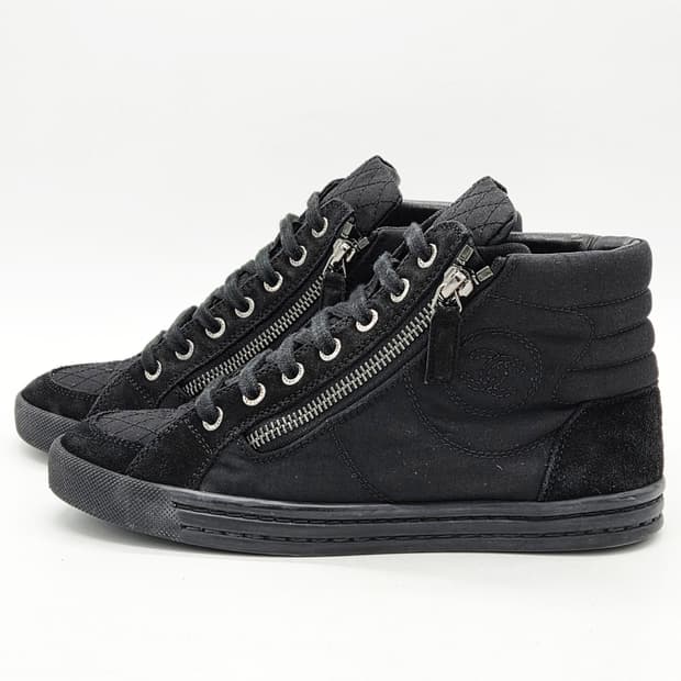  샤넬 우먼스 CC로고 하이탑 스니커즈 블랙 (36)  