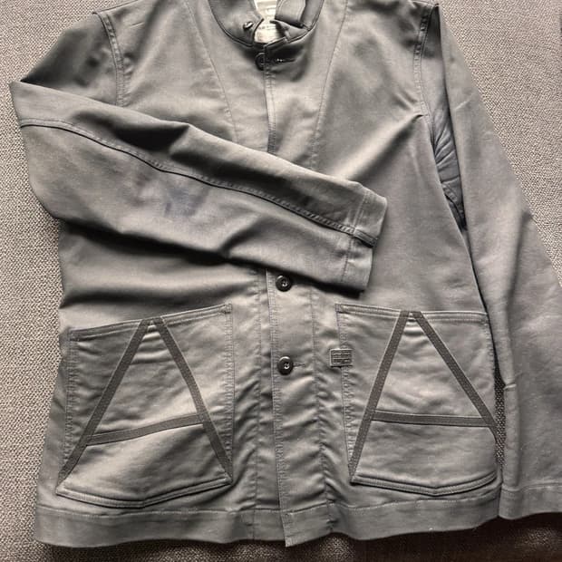 지스타 로우 A-크로치 바시티 크롭 블레이저 데님 자켓