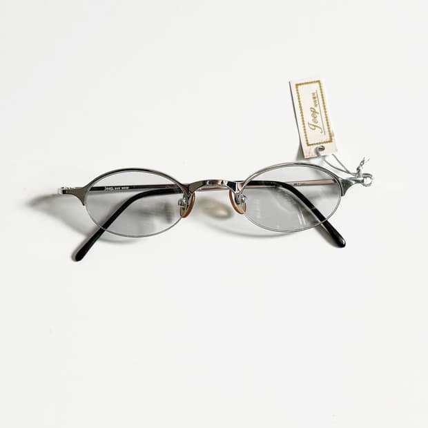 JEEP PLUS 실버 메탈 오벌 반무테 프레임 빈티지 안경