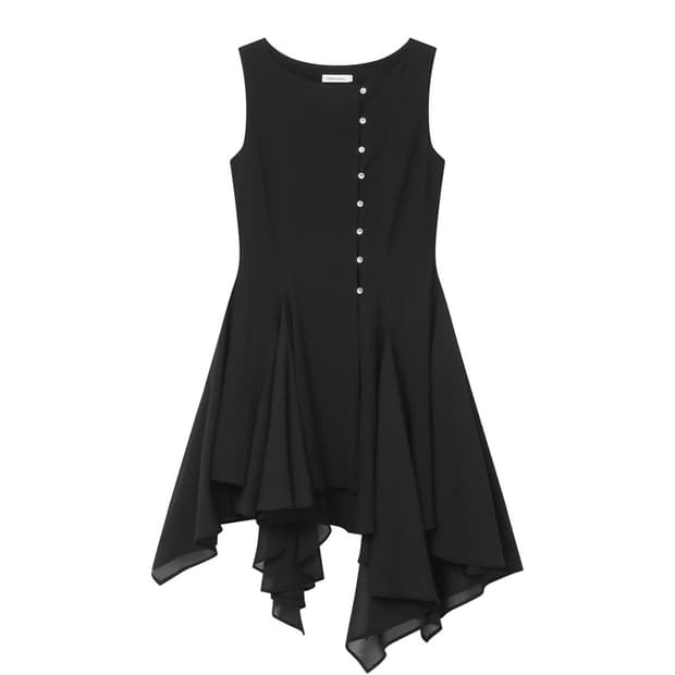 미세키서울 레이픽 언밸런스 플로우 원피스 블랙 2사이즈