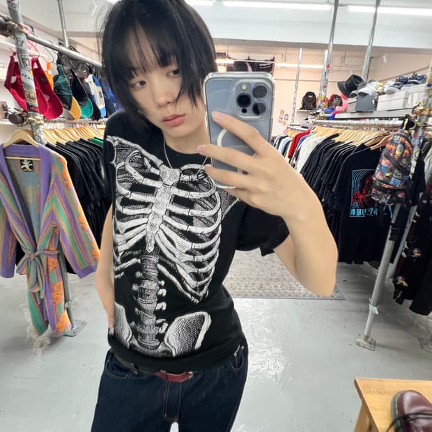 빈티지 본즈 프린팅 티셔츠