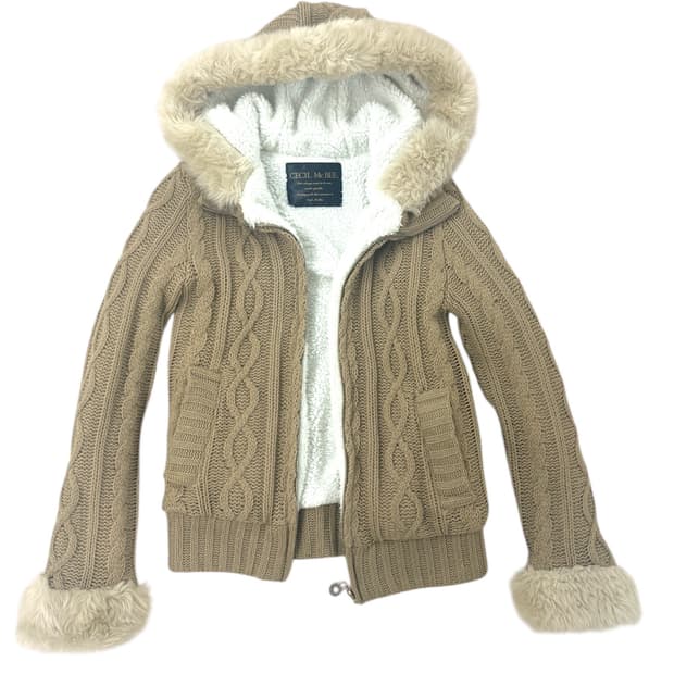 Cecil mc bee  fur knit zip up