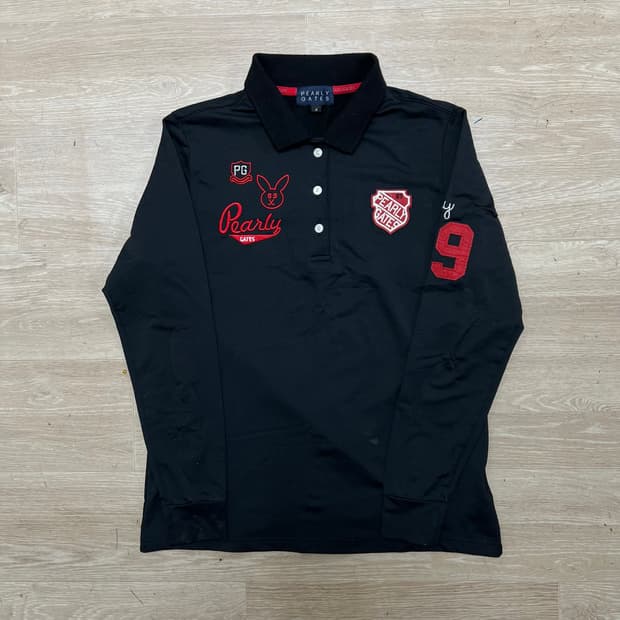 파리게이츠 여성 골프웨어 자수 로고 패치 긴팔 카라티 [블랙] 2사이즈