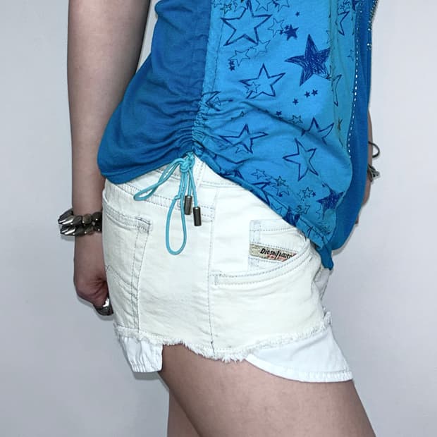 디젤 포켓 레이어드 화이트 쇼츠