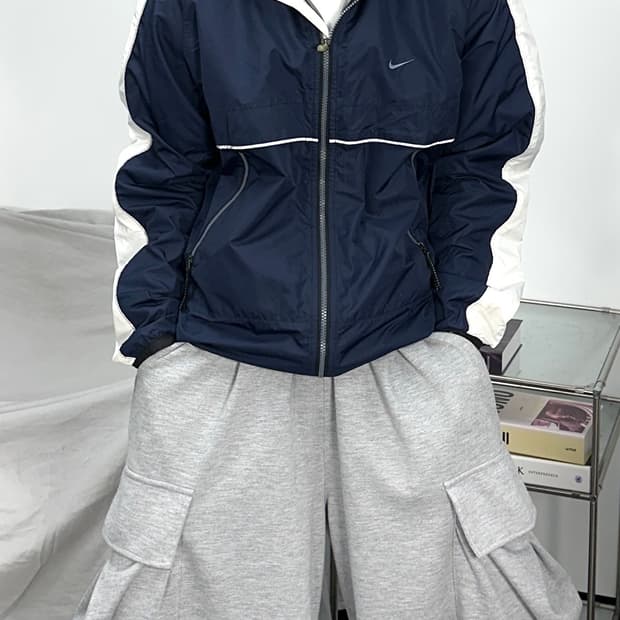 나이키 90s 네이비 화이트 라인 바람막이 M