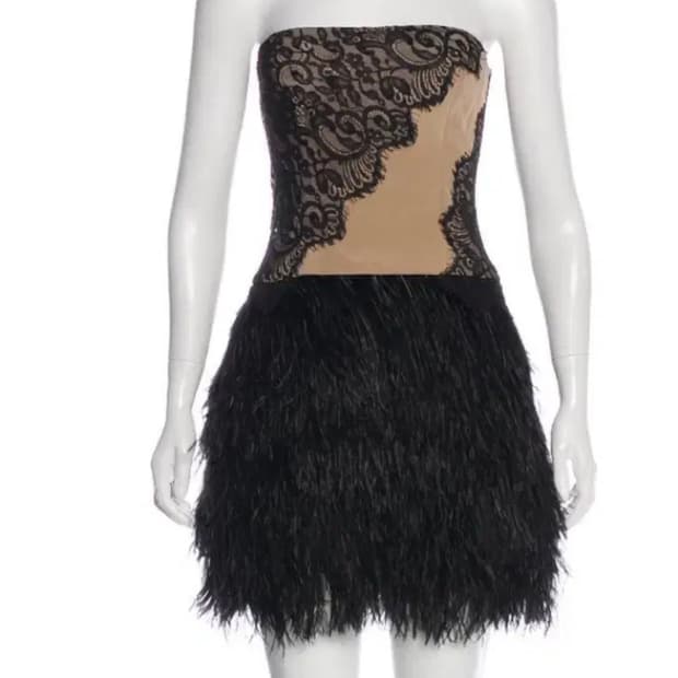 리얼 타조털 실크 오뜨꾸뛰르 드레스