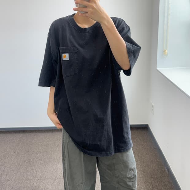 Carhartt 칼하트 원포켓 블랙 반팔