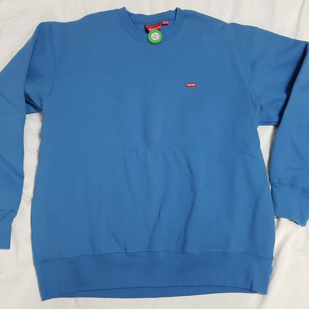 L 슈프림 스몰박스 로고 크루넥 패일 로얄 블루 맨투맨