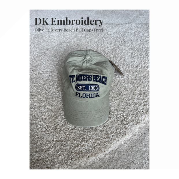 DK Embroidery 올리브 Ft. Myers Beach 볼캡 (Fr