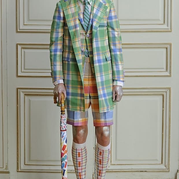 톰브라운 2013 런웨이 커프스 버튼 한정판 체크 반바지