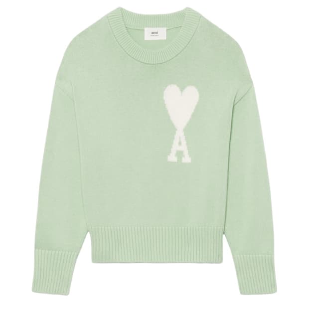 아미 빅 하트 로고 오버사이즈 스웨터 아쿠아 M