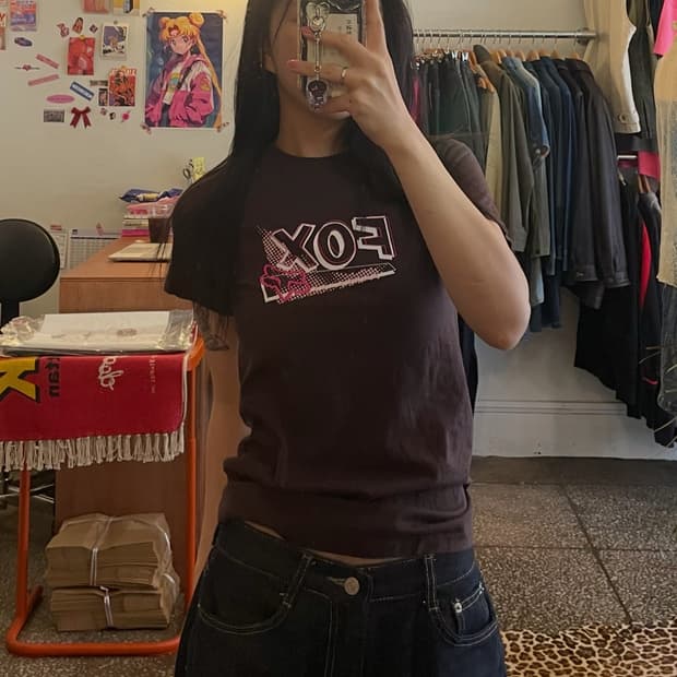 빈티지 프린팅 티셔츠 (브라운)