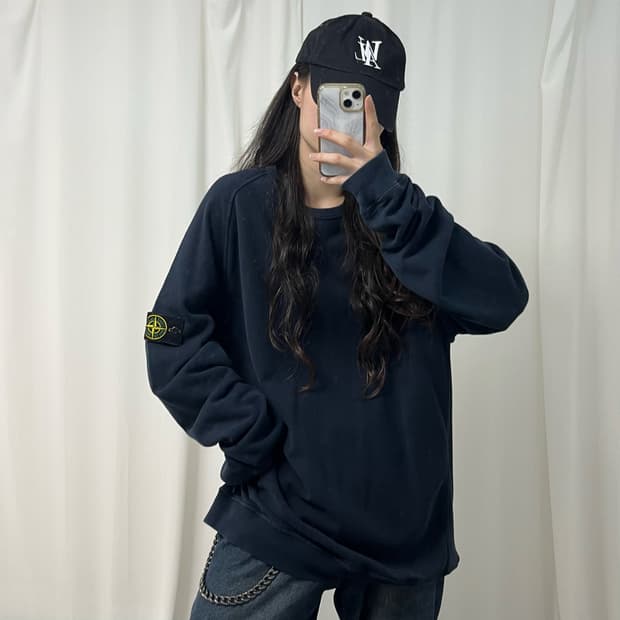 Stone Island navy logo patch sweatshirt