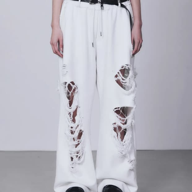 트리밍버드 scratch damage wide sweat Pants