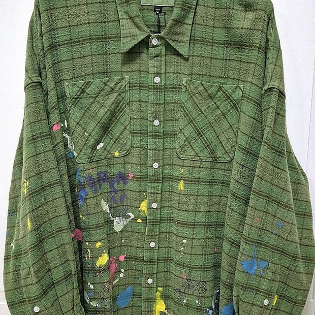 R13 알써틴 오버핏 드랍넥 페인터 체크 셔츠