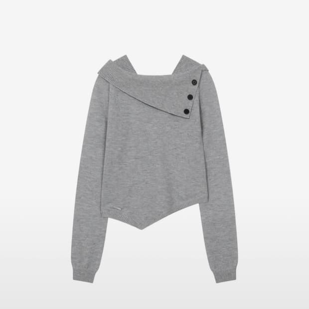 미세키서울 오블리크 라인버튼 니트 Gray