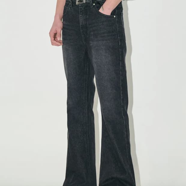 세미플레어 데님 팬츠 블랙  ZPLISH