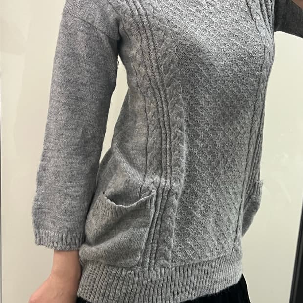 포켓디테일 7부소매 모리걸 니트