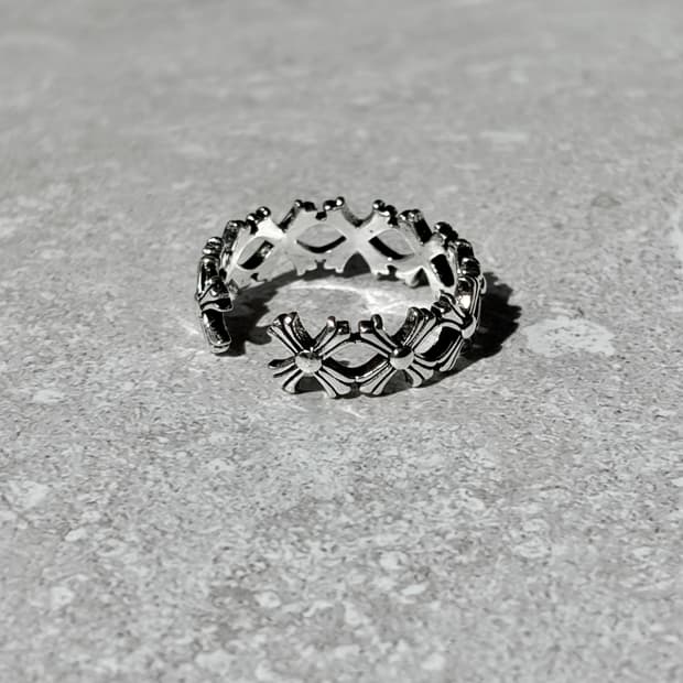 Oribell 크롬 멀티 크로스 링크 925실버 오픈링 반지