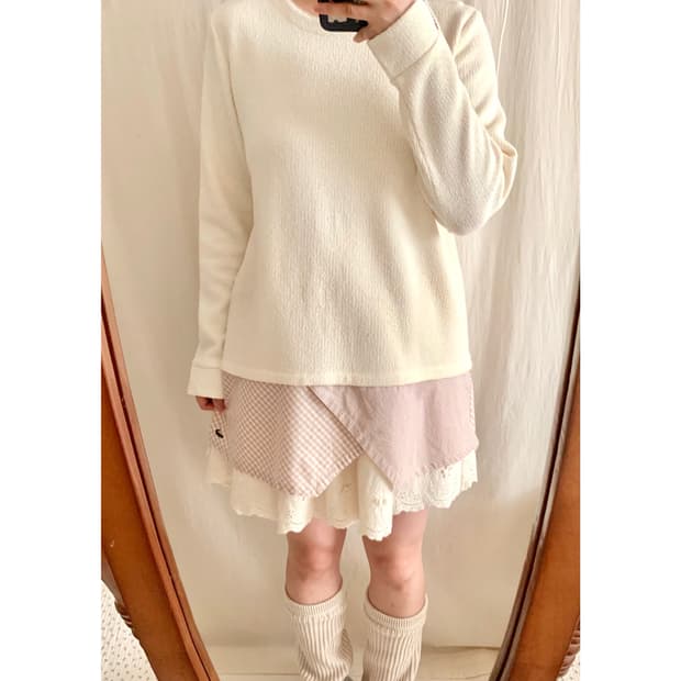 크로커다일 핑크 체크 셔츠 레이어드 탑