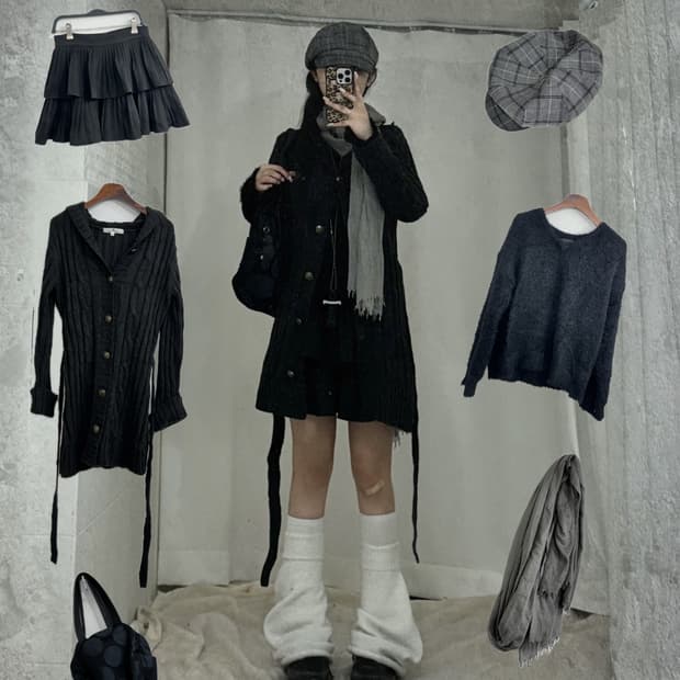 무채색 폭닥폭닥 러블리 니혼진 코디세트 