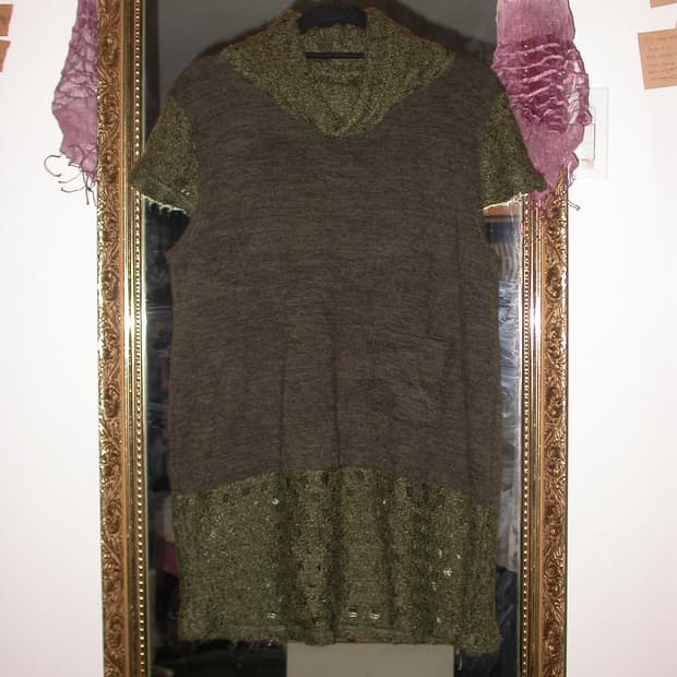 Vintage khaki layered knit dress