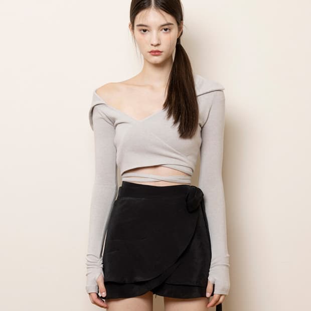 낫유어로즈 Jenny wrap tshirt (Gray)