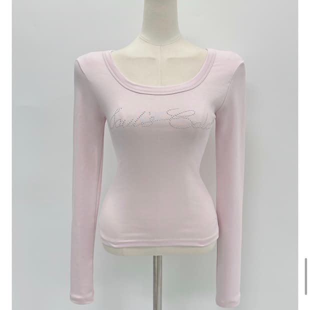 Soulscolor소울즈컬러 쥬얼 레터링 긴팔baby pink