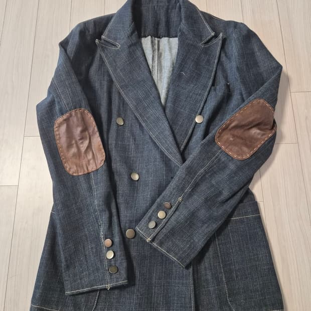 (유니크) 빈티지 무드 데님 더블 블레이저 (엘보 패치 포인트)